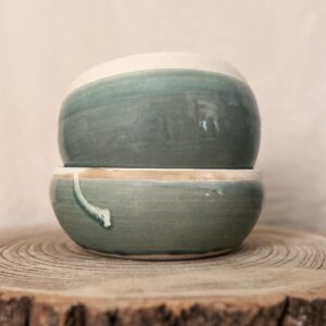Blue grey round serving bowl