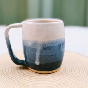 White on blue mug